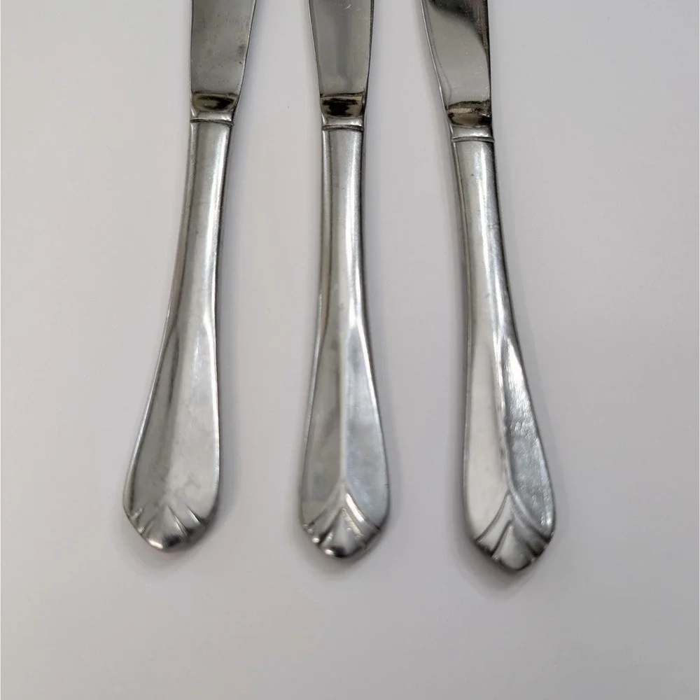 Set of 3 Cambridge Krysten Stainless Dinner Knives Fan Tip Flatware